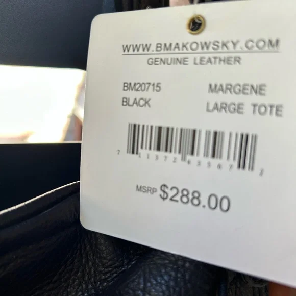 B. Makowsky Black Leather Large Tote - Picture 9 of 11